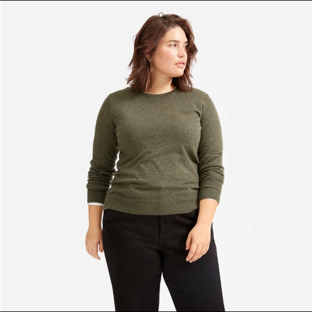 Everlane Cashmere Crew Sweater in Loden (Green)